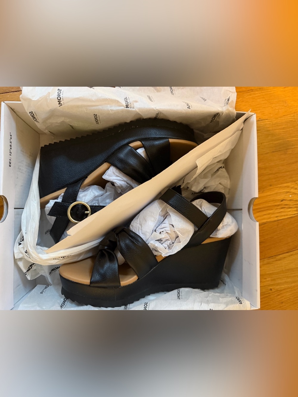 Sonoma Black Knotted Platform Sandals with Tan Footbed
